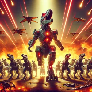 Generate an image depicting Grimlock from the Transformers carto...