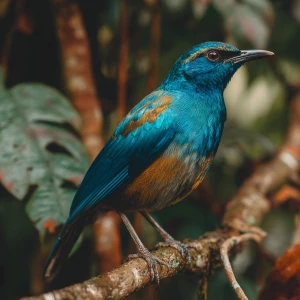a bird color blue in the forest