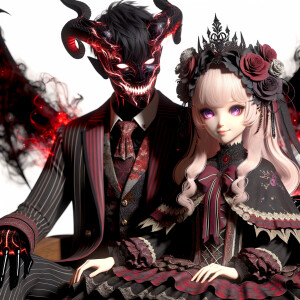 A girl named lilith with elegant gothic lolita dress sit on the...