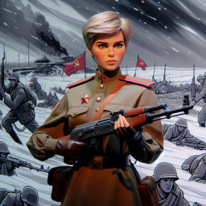 Sharon Stone as a soviet soldier, anima-te image