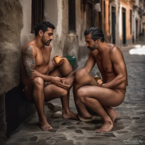 Carlos y Ramón desnudos con piel disfrutando de sus penes en la...