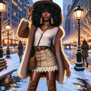 a 5K vibrant detailed, digital painting of a stylish Afro Latina...