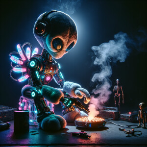 Bionic alien stuffed animal smoking drugs