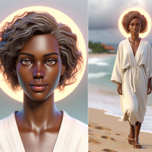 Create a 3-D realistic picture of a beautiful African-American J...