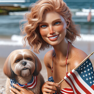 Photorealistic high resolution image. Light ginger haired 44 yea...