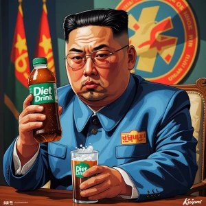 Kim Jong Un Drinks Diet drink, art IN GTA style
