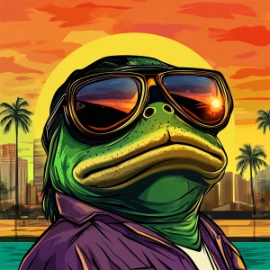 MEME PEPE in GTA art style, test, in the style of a Grand Theft...
