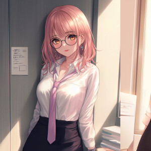 An anime-style Kuriyama Mirai, , and a white shirt with a tie le...