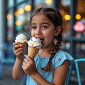 A girl eating ice cream