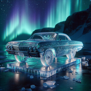 A hyper-realistic digital artwork of a ice sculpture depicting 1...
