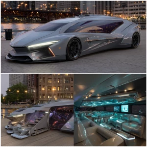 imagine prompt: Futuristic cyberpunk vehicle, Corvette speed mee...
