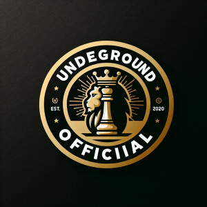 Black and gold logo for “Underground Official est. 2020”,  with...