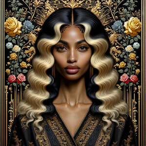 Create a vertical 3-D portrait of a light-skinned African-Americ...