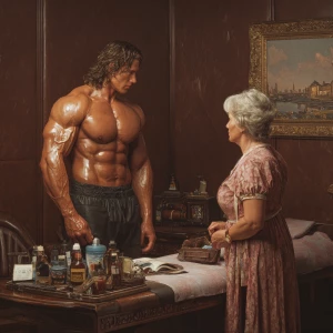 Hyperrealistic art,realism. a muscular Russian man in his beach...