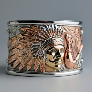 1" Sterling silver bracelet featuring a 14 Karat Yellow Gold Ind...