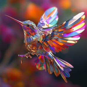 Create a 3D rendering that features an array of a vibrantly-colo...