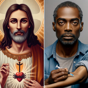 Can you help me create a African-American Jesus with medium with...