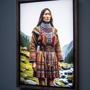 Asian women in Shilluk Tribe BERNATZIK native clothes full body...