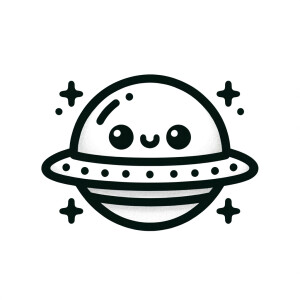 White background with a round ufo graphic design