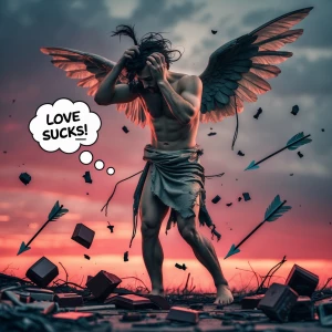 Create an image depicting a sarcastic anti-Valentine's Day theme...