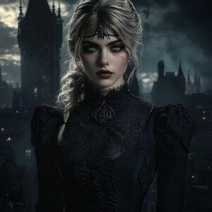 Create an image of a Supergirl character designed with Gothic ae...