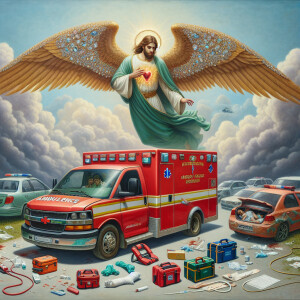 Create a realistic 3D oil painting depicting a scene of emergenc...