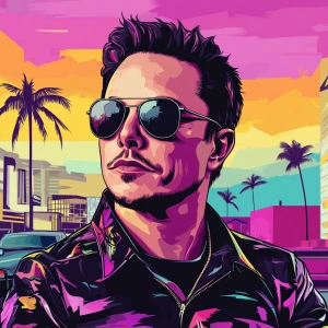 Elon Musk in GTA art style, , in the style of a Grand Theft Aut...