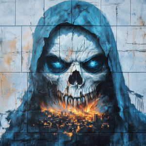 Realistic, detailed, precise, 3D rendering, image of graffiti on...