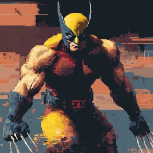 Create an ANSI art representation of the character Wolverine