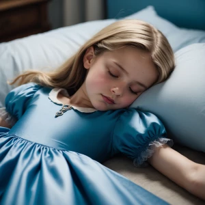 "Alice, an 11-year-old girl from 'Alice in Wonderland,' peaceful...