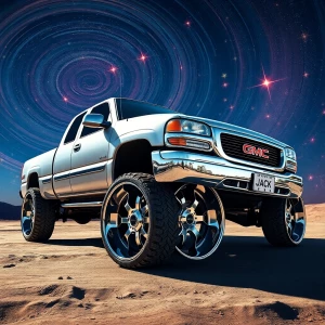 an intricately designed and ornamental  silver  2002 GMC extende...