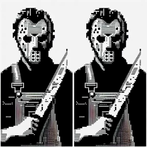 Michael Myers,in the style of ascii