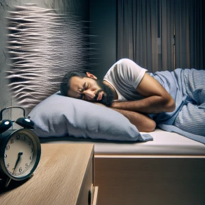 Male sleeping peacefully despite loud party noises coming from n...