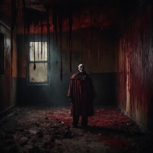 "In the dim, flickering light, the scene unfolds like a ghastly...