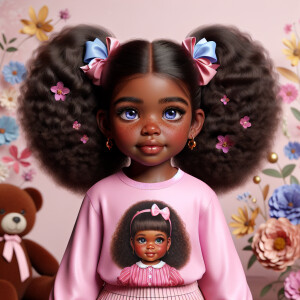 Refine the 3D realistic image of a four-year-old African-America...