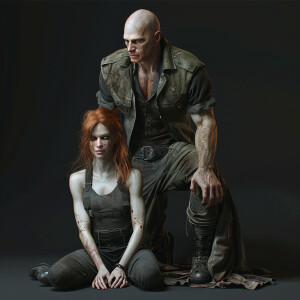A photorealistic high resolution image. Light ginger haired fema...