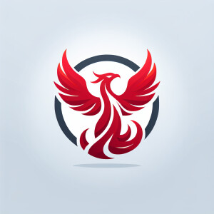 Picture a magnificent red Phoenix rising from the fiery flames