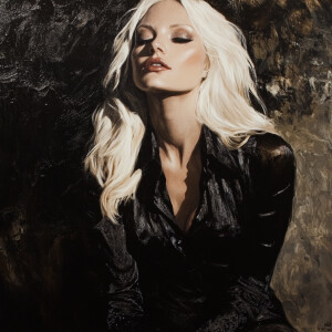 Masterpiece portrait of platinum blonde woman by studio harcourt...
