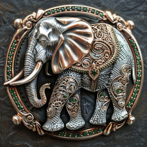 Sterling Silver trophy buckle with a polished 14k rose gold bord...