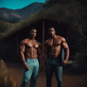 Two muscular men blac