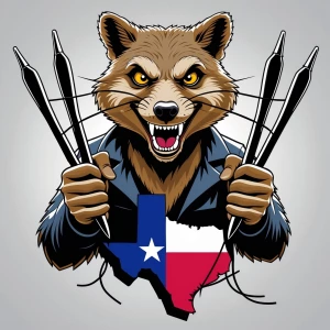 A highly detailed logo of an anthropomorphic mongoose with a wil...