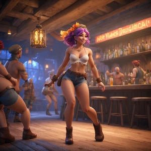 A bar maiden. No shirts. No pants. No pubic hair. No clothing. O...