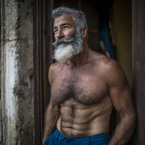 Can you make a picture of an Italian man He has gray hair and be...