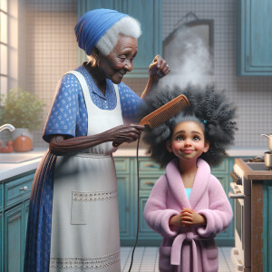 Create a realistic 3-D image of an african-American grandmother...