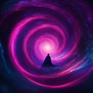 A mesmerizing whirl of neon-colored cosmic gases and dust dances...