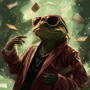PEPE meme,Making it rain cryptocurrency on the viewer, GTA style