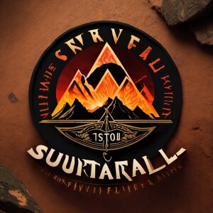 Design a survival-themed logo that features a compass rose encir...