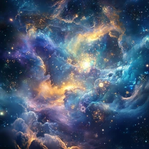 Create an image all the zodiac signs  , flying in a galaxy fille...