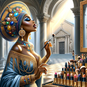 Create an airbrush oil painting of an African American woman wit...