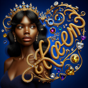 VCraft a 3-D image showcasing the name 'KAREN' in a luxurious go...